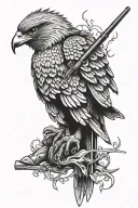 hawk with rifle tattoo design idea