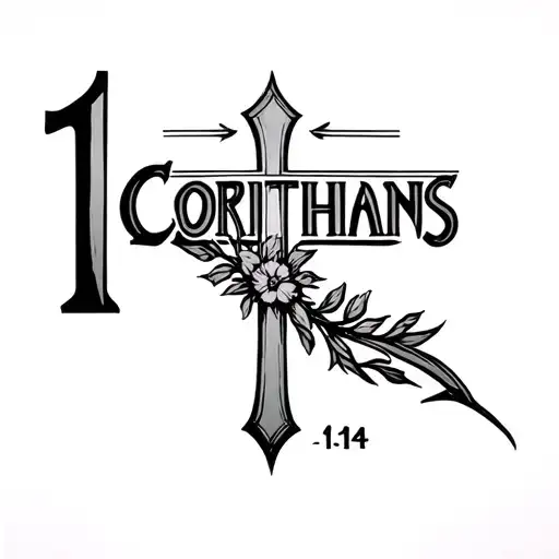 "1 Corinthians 16:14" cross tattoo design idea