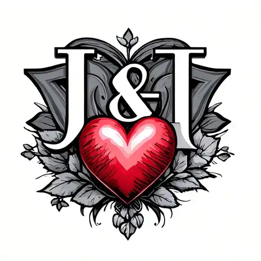 j and t with heart tattoo design idea