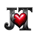 j and t with heart tattoo design idea