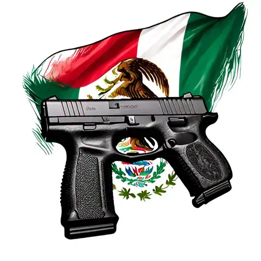 Mexican Flag with glock tattoo design idea