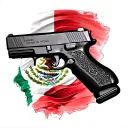 Mexican Flag with glock tattoo design idea