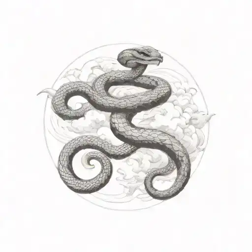 snake clouds tattoo design idea