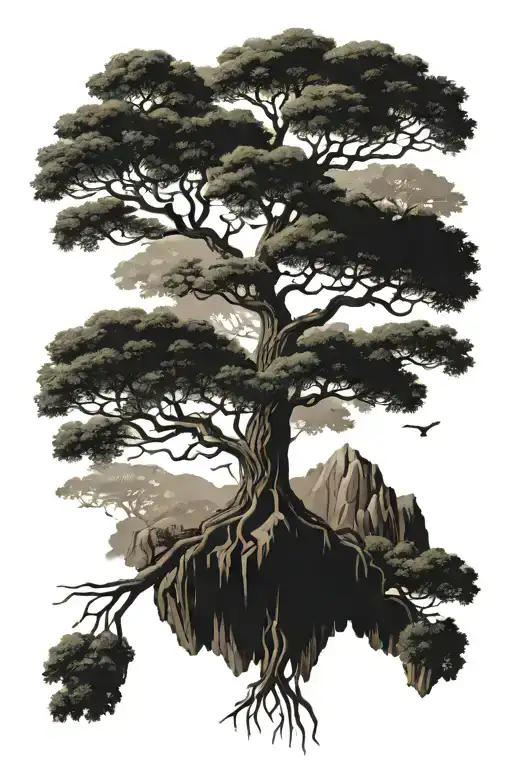 Buddhist tree of life tattoo design idea