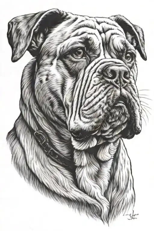 bulldog ingles y basset hound dog tattoo design idea