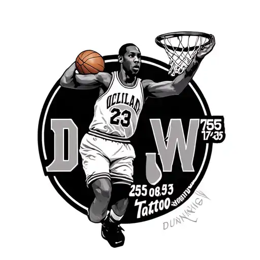 "05/05/75 29/01/75 08/08/03" MICHAEL JORDAN DUNKING tattoo design idea