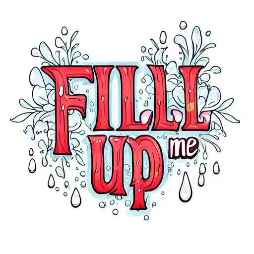 "Fill me up" "Fill me up" penis, white droplets, tattoo design idea