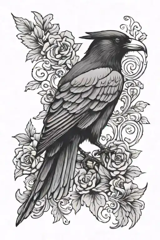 Rook bird tattoo design idea