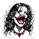 vampire girl bites tattoo design idea