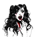 vampire girl bites tattoo design idea