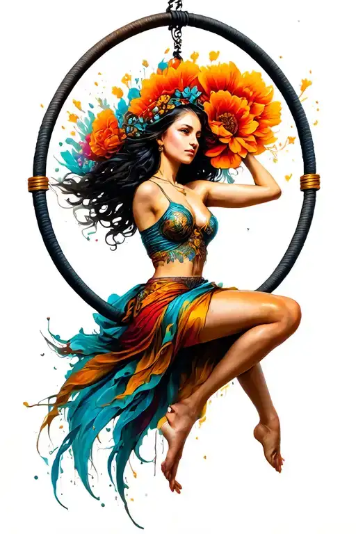 aerial hoop zip line feminine tattoo tattoo design idea