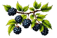 tree branch with blackberries intertwined tattoo design idea
