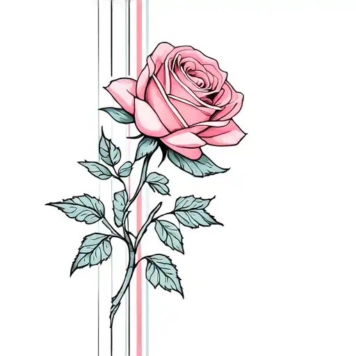 rose silky floral vertical composition tattoo design idea