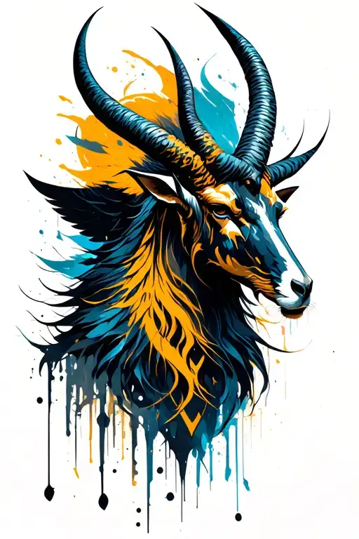 arcangel Uriel with capricorn zodiac sign tattoo design idea