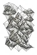 stylized polygon mountain facade with lines to add depth is super original and minimalist tattoo design idea