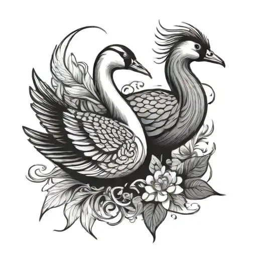 vietnamese bird and finnish swan tattoo design idea