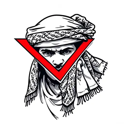 red triangle wearing a keffiyeh tattoo design idea
