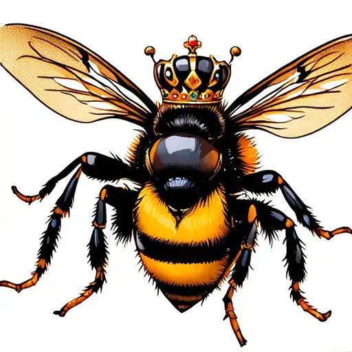 sexy Queen Bee with Crown  tattoo design idea