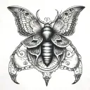 Moth, antlers and moon phases tattoo design idea