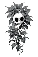 zero from nightmare before Christmas with deadly nightshade plant intertwined tattoo design idea