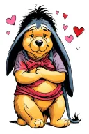 Winnie pooh with eeyore covering sadness tattoo design idea