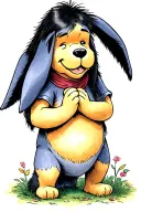 Winnie pooh with eeyore covering sadness tattoo design idea