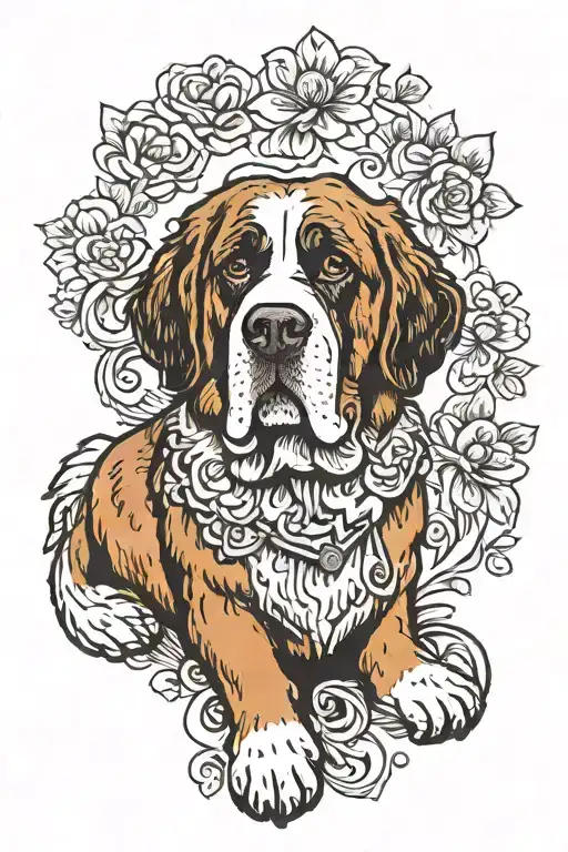 saint bernard stuffed animal with band aid on tail tattoo design idea