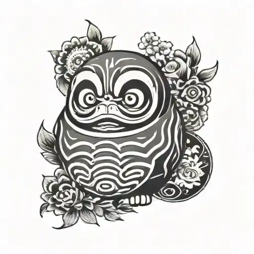 daruma doll words written tattoo design idea
