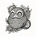 daruma doll words written tattoo design idea