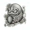 daruma doll words written tattoo design idea