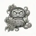 daruma doll words written tattoo design idea