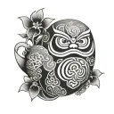 daruma doll words written tattoo design idea