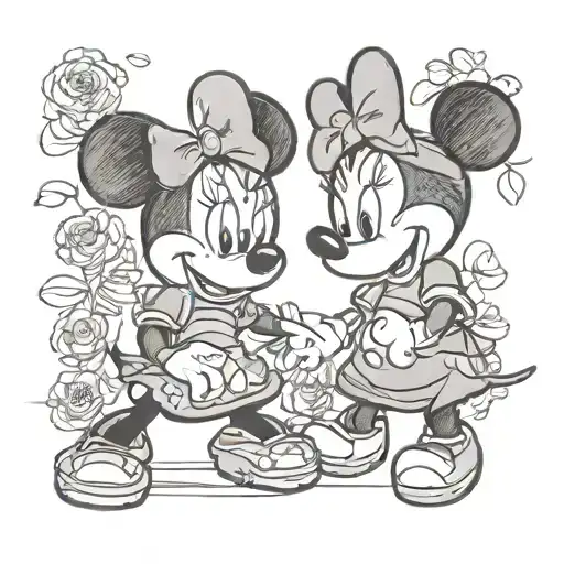 Minnie mouse and whinnie the pooh tattoo design idea