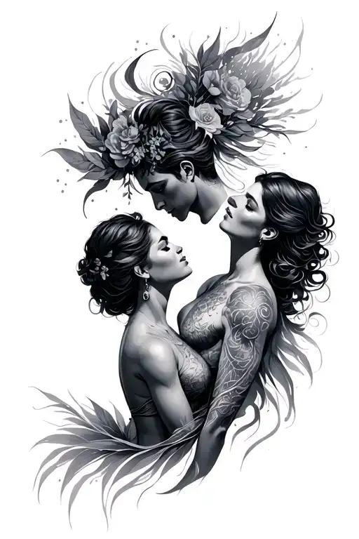 gemini male and Sagittarius female in love tattoo design idea