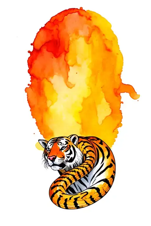 tiger, snake and  dog tattoo design idea