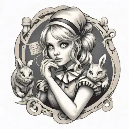 alice from alice in wonderland, in chains wrapped tattoo design idea