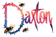 "Daxton" bumblebees, lightning bugs, barbed wire tattoo design idea