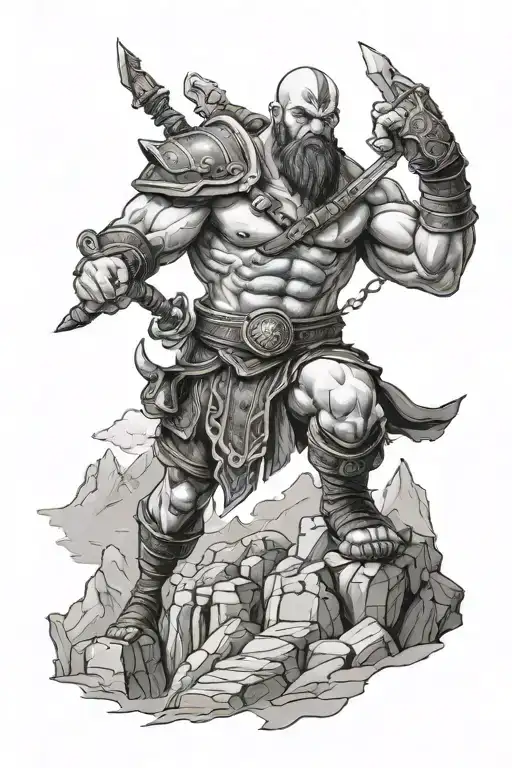 Kratos and Mount Olympus tattoo design idea