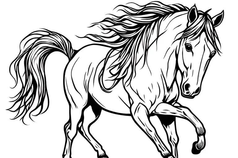 horse outline with something to signify OCD awareness and Postural Orthostatic Tachycardia Syndrome awareness  tattoo design idea