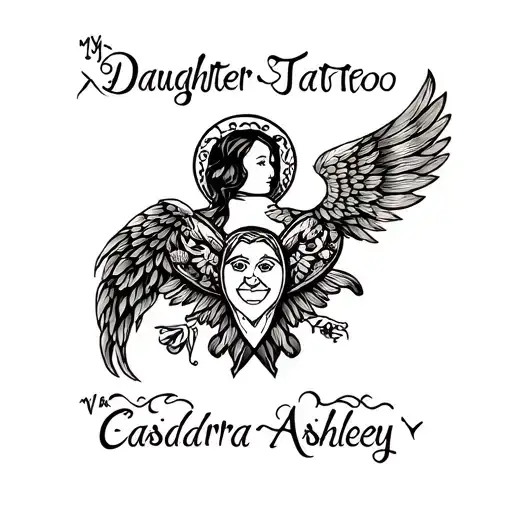 In memory of my daughter Kaylee and incorporating my daughters Cassandra and Ashley with protection symbols tattoo design idea