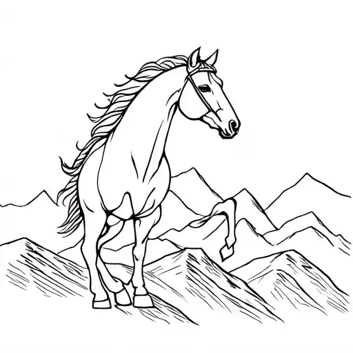 Arabian horse and blue ridge mountains tattoo design idea