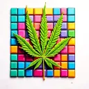 marijuana leaf made from Tetris blocks tattoo design idea