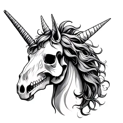 unicorn skull tattoo design idea