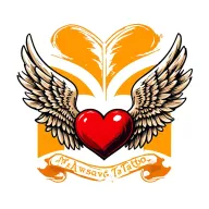 Wings with heart. remove background tattoo design idea