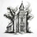 Burning Church tattoo design idea