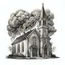 Burning Church tattoo design idea