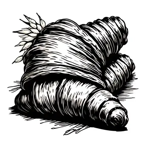 wheat ear and croissant black and white tatoo tattoo design idea