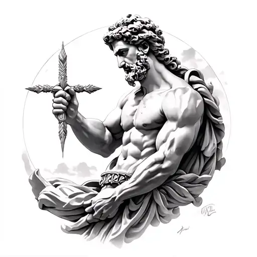 greek god symbol of hardwork discipline tattoo design idea