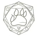 paw print with dungeons and dragons d20 dice tattoo design idea