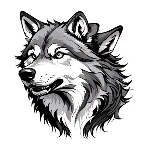 Japanese Wolf tattoo design idea